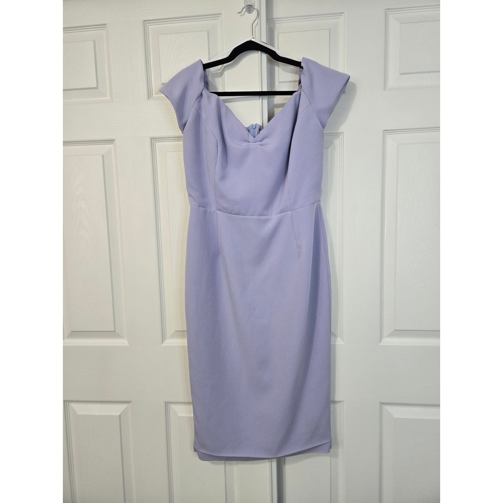 British Retro 16 Lavender Off the Shoulder Sheath Dress Cocktail Formal Purple